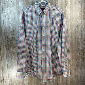 Vineyard Vines Slim Fit Whale Shirt Mens XL‎ Blue Green Pastel Gingham Preppy